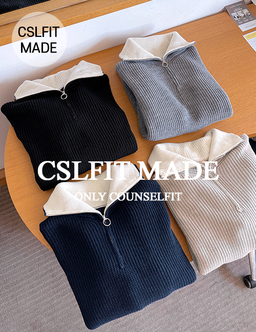 [자체제작]CSLFIT 투톤 반집업 스웨터 (4 colors)