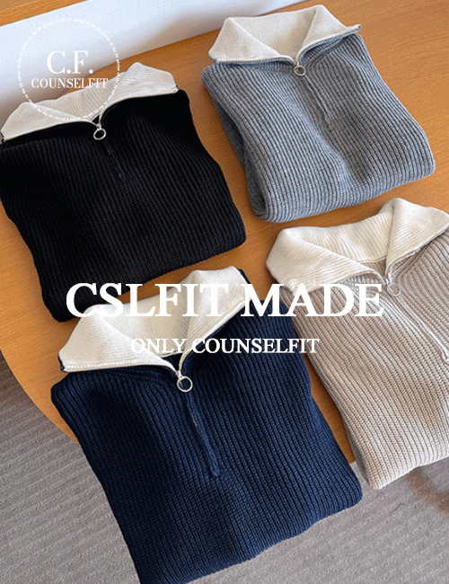 [자체제작]CSLFIT 투톤 반집업 스웨터 (4 colors)
